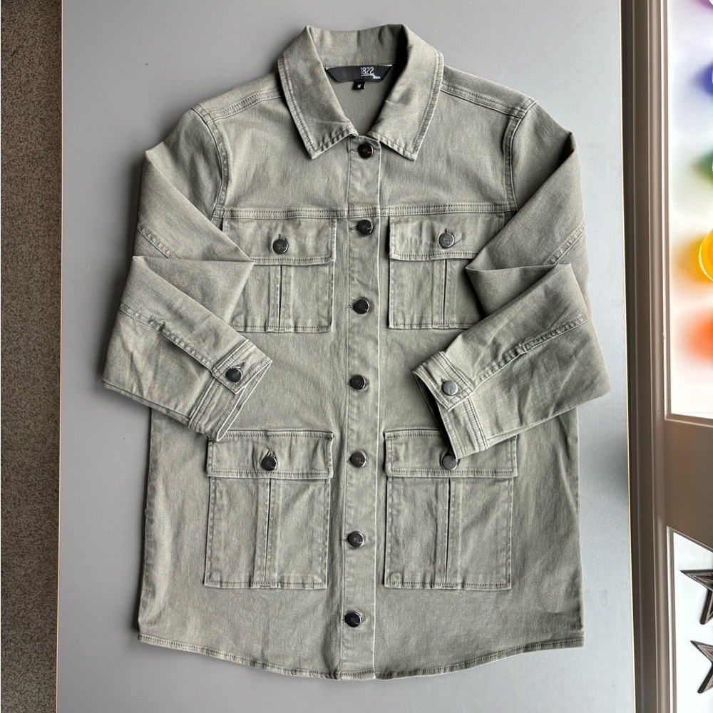 1822 Denim Utility Jacket, Sage Green, size M - Picture 3 of 7